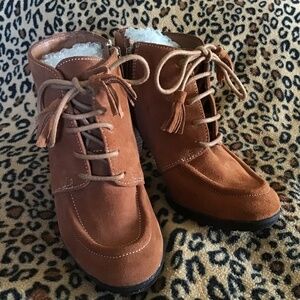 Anne Klein Rusty Brown Suede High Heel Booties. Size 7.5
